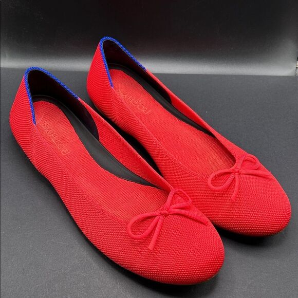 Rothy's Shoes - Rothy's Glamour Red Ballet Flats with Bow Size 10